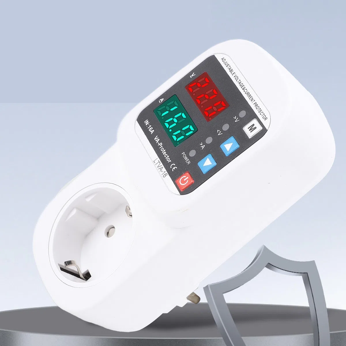 Presa di Sicurezza Contro Sbalzi di Corrente di Tensione Regolabile Display a LED 63A Presa di Sicurezza Corrente di Tensione Automatica per Frigorifero TV PC Elettrodomestico