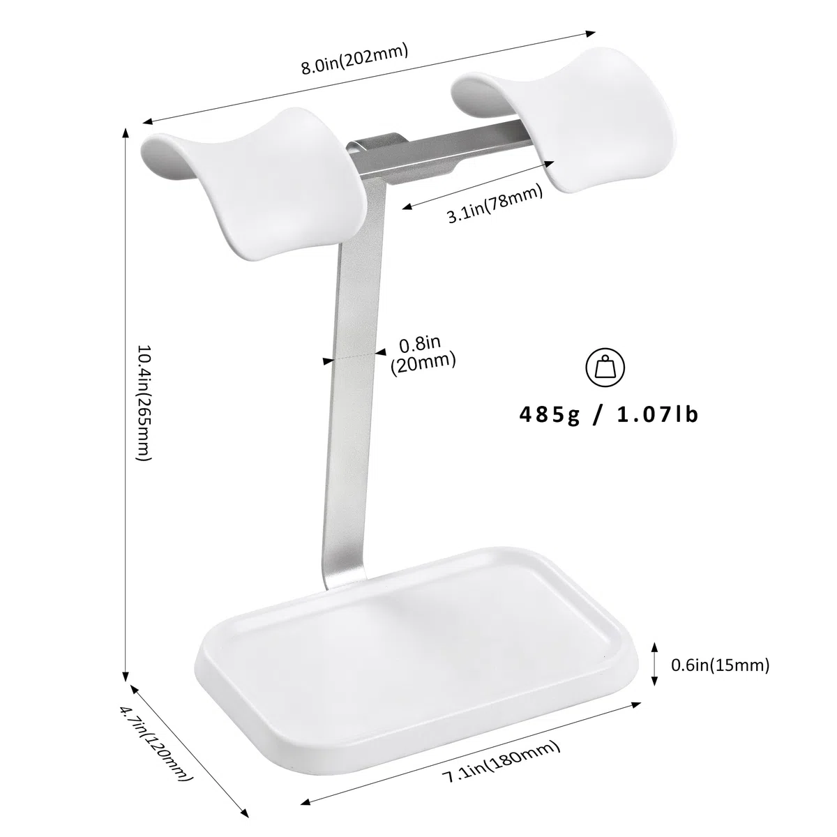 Doppio supporto per cuffie, doppio bilanciato supporto per cuffie per scrivania (bianco)