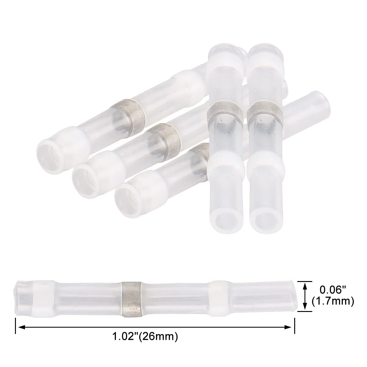 Baomain Connettori per saldare 26-24 AWG, connettori termorestringenti bianchi, impermeabili, isolati, terminali elettrici isolati, SST-11, confezione da 100