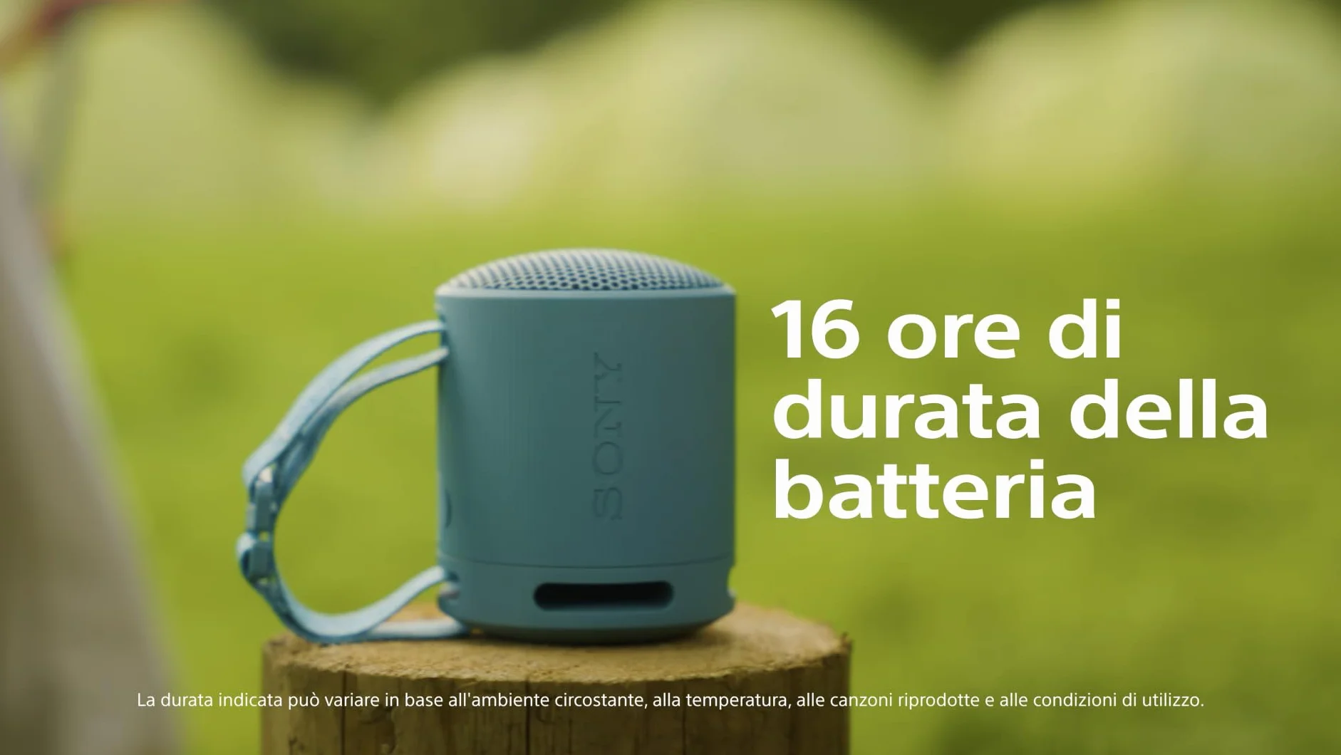 Sony SRS-XB100 - Speaker Wireless Bluetooth, Portatile, Leggero, Compatto, da Esterno, da Viaggio, IP67 Resistente Acqua e Polvere, Cinturino Versatile, Chiamate in Vivavoce - Nero