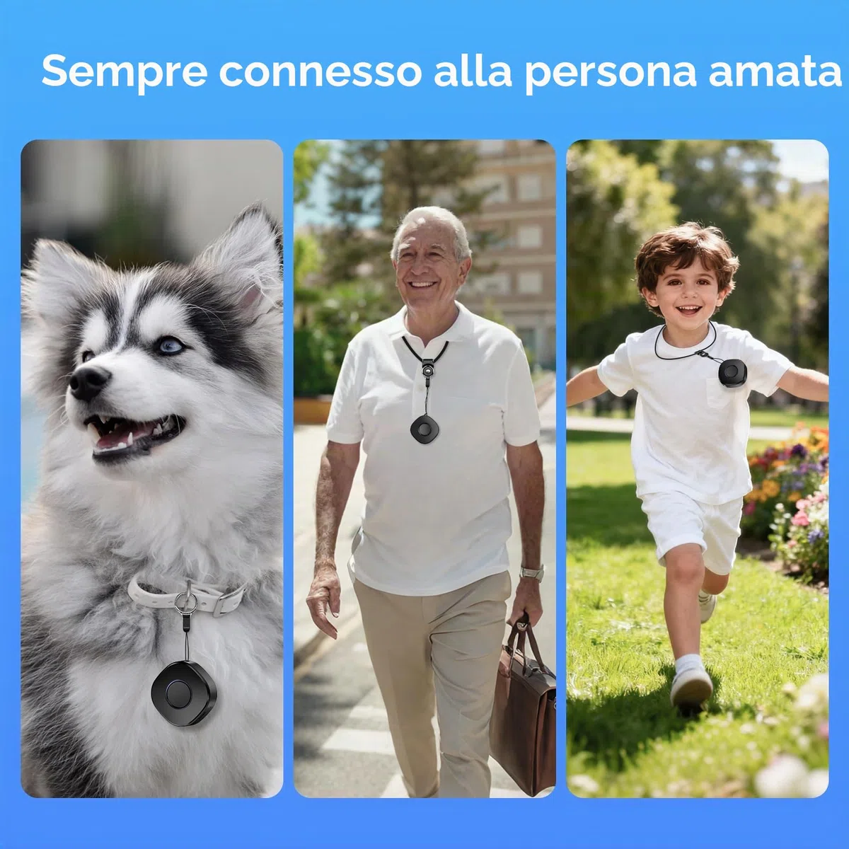 LNCOON Tracker GPS personale per bambini, anziani e cani, zaino mini localizzatore GPS portatile per auto con cinghia e clip per lo zaino, pulsante SOS richiesto abbonamento