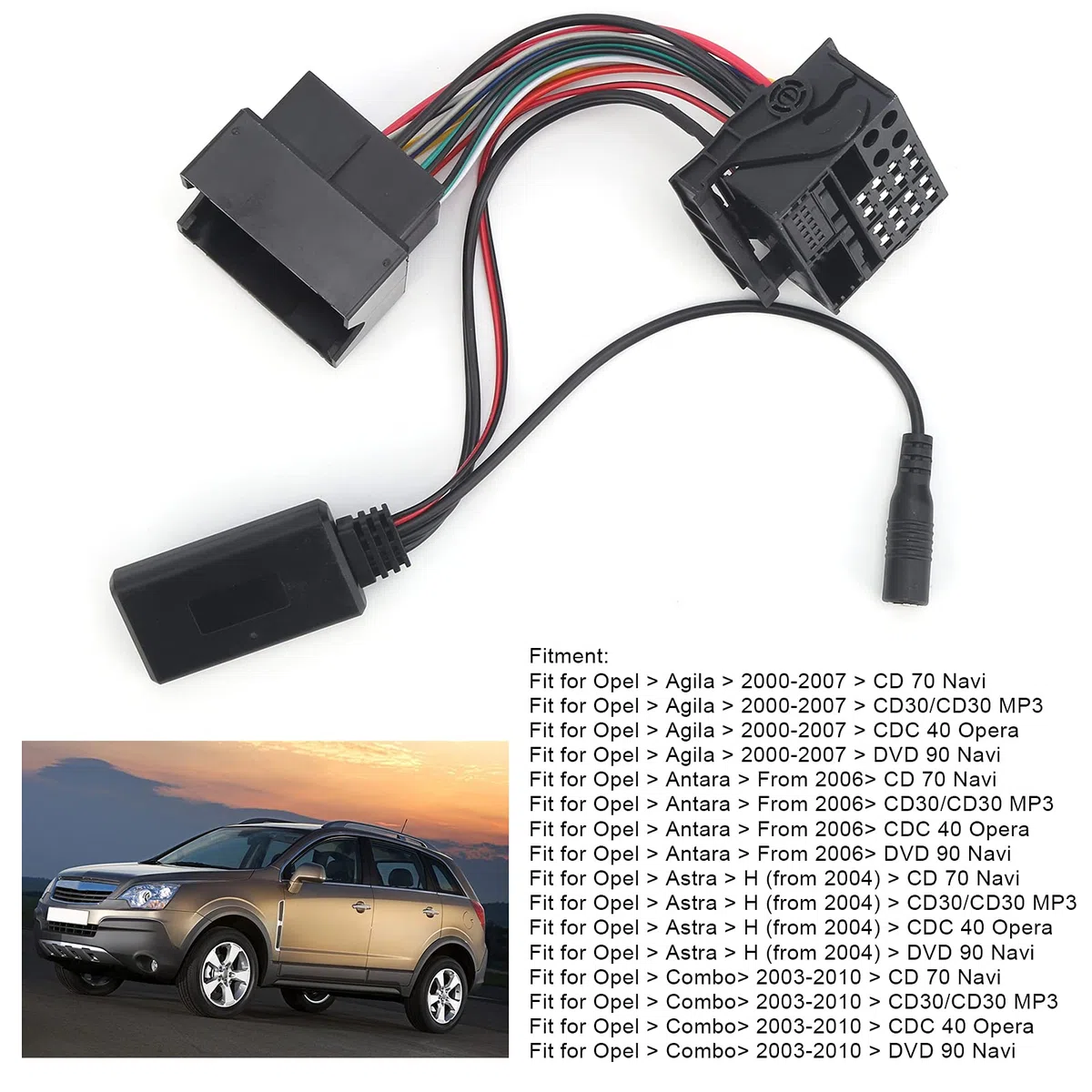 12Pin Bluetooth 5.0 Aux Adattatore Audio Per Auto Connettore Stereo con Microfono Cavo 59.1in Adatto Per CD30 CDC40 CD70