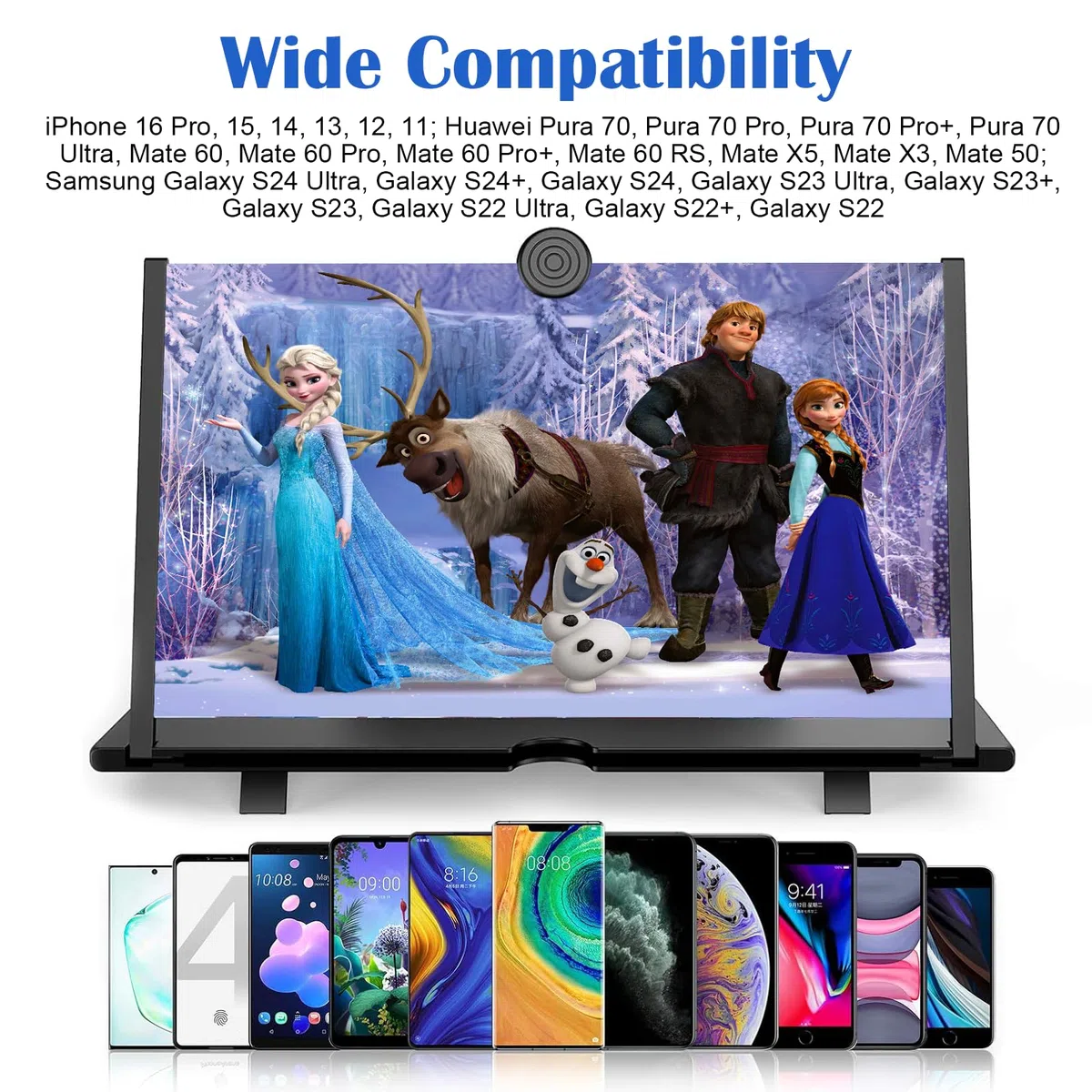 18 Pollici Lente Ingrandimento Smartphone – 3D HD Ingranditore Schermo Smartphone, Anti-luce Blu, Modello a Estrazione per Guardare Video, Tutti gli Telephone (Nero)