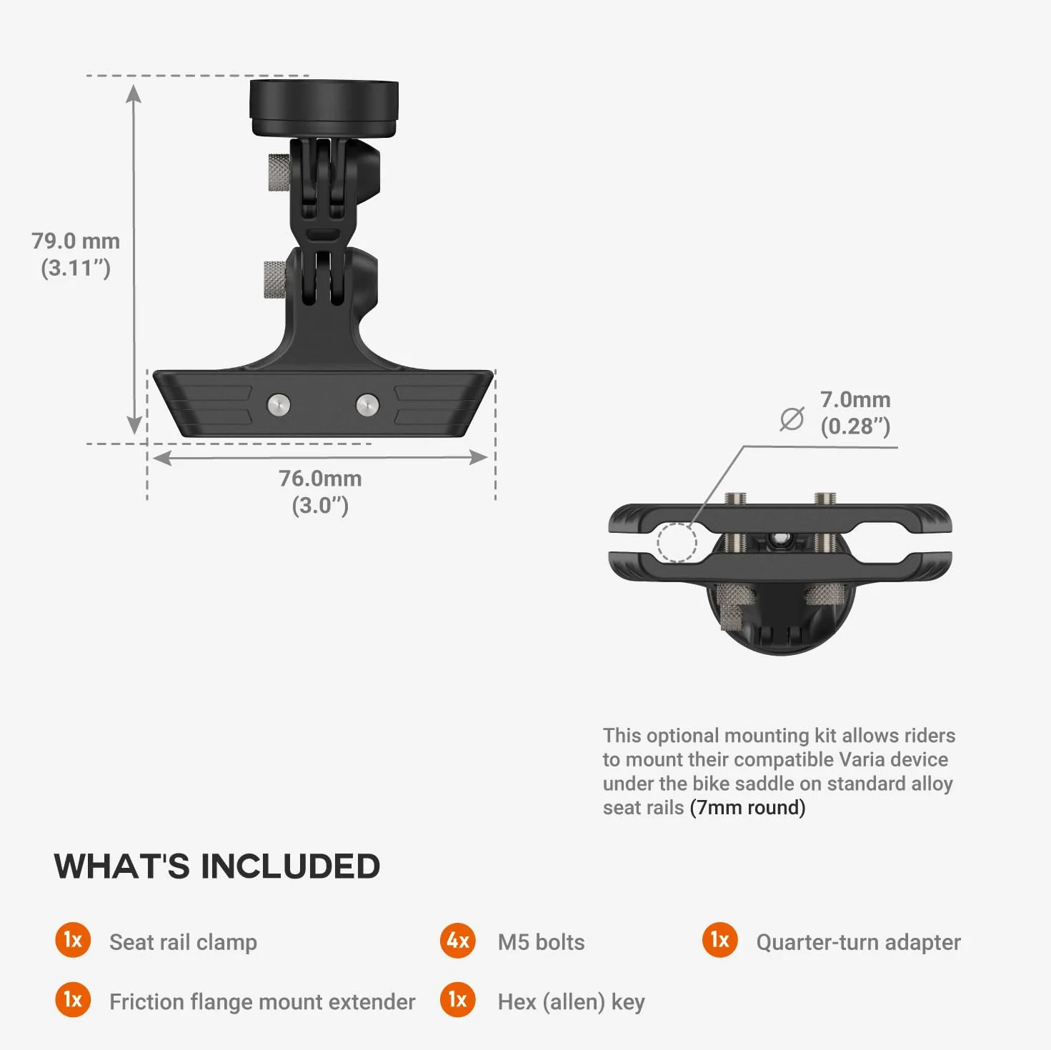 TUSITA Kit di Supporto su Guida per Sedile Compatibile con Garmin Varia RTL510 RTL515 RVR315