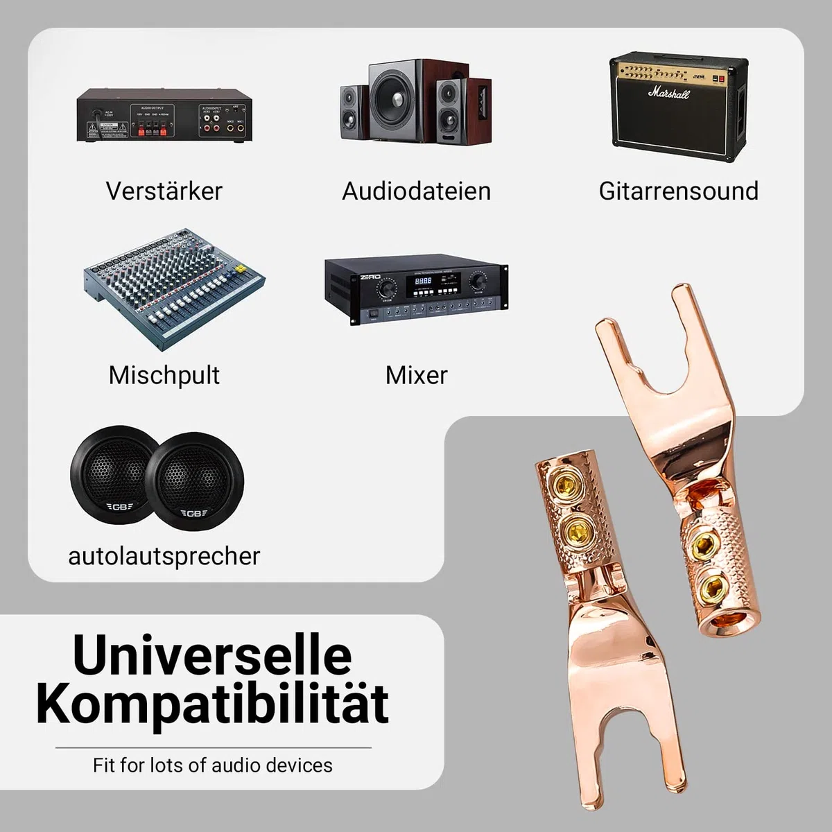 Tertullus 8 pezzi di alta qualità in rame puro HiFi capicorda altoparlante viti High End Y maschio per cavo altoparlante fino a 4,5 mm