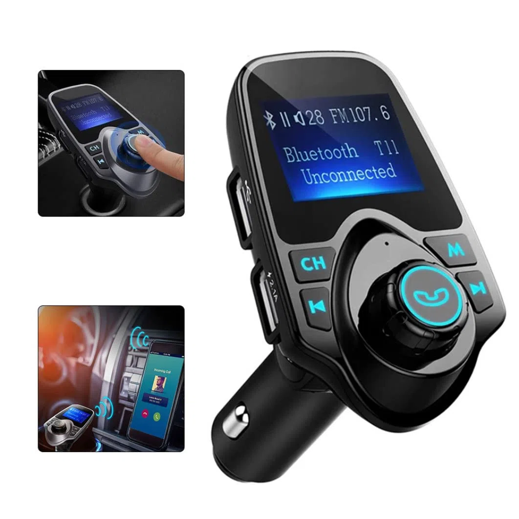 Trasmettitore FM per auto trasmettitore FM wireless per l'adattatore audio radio wireless con auto con chiamata senza mano LCD Display Music Player Car Black