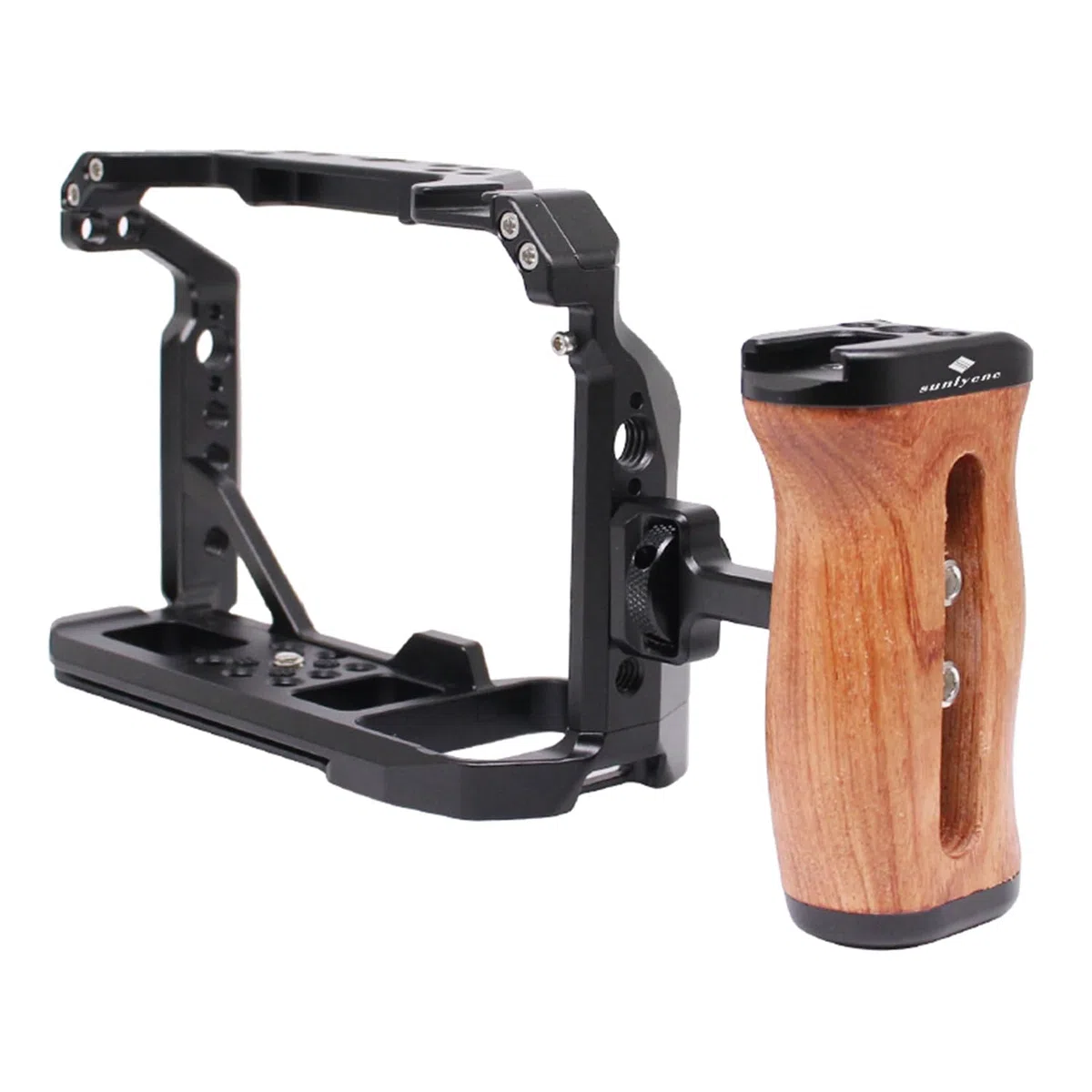 Maniglia laterale in legno compatibile con ARRI 1/4" e 3/8", maniglia sinistra/destra regolabile per EOS R50V/RP/R50/R100/R7/R8, Alpha A7R V/A7 IV/A7S III/7R V/S III/A7R IV, A6700/FX30/FX3
