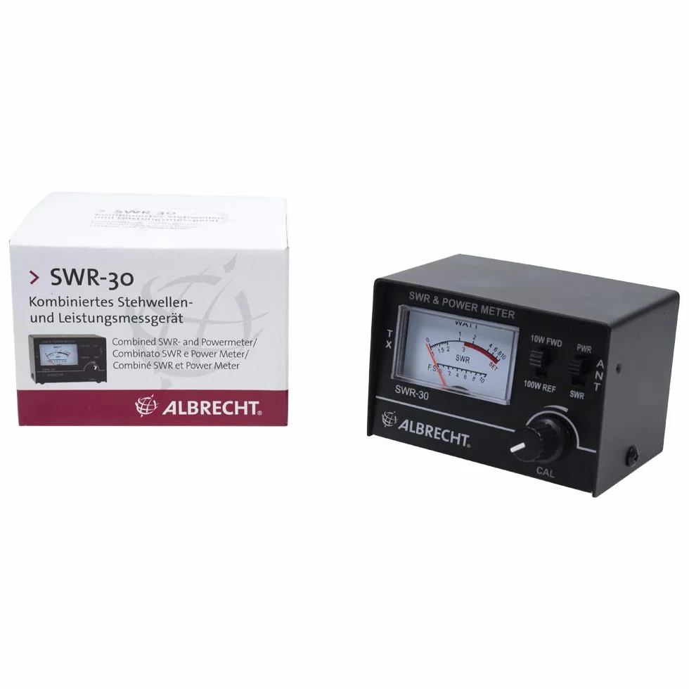 Midland - Riflettometro Albrecht SWR-30 per Antenna Radio CB, Misuratore SWR di Potenza e Onda Stazionaria per Sintonizzare Antenne Radio CB e Potenza Trasmettitore nella Gamma di Frequenza 3,5-50 MHz