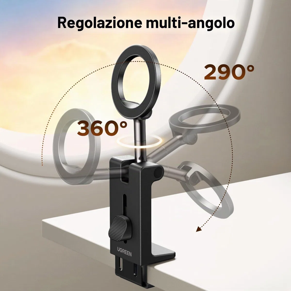 UGREEN Supporto Cellulare Magnetico per Aereo, Accessorio da Viaggio Pieghevole Portatile Universale con Rotazione di 360 Gradi Compatibile con MagSafe iPhone 16 Plus Pro Max 15 14 13 Galaxy S24 S23