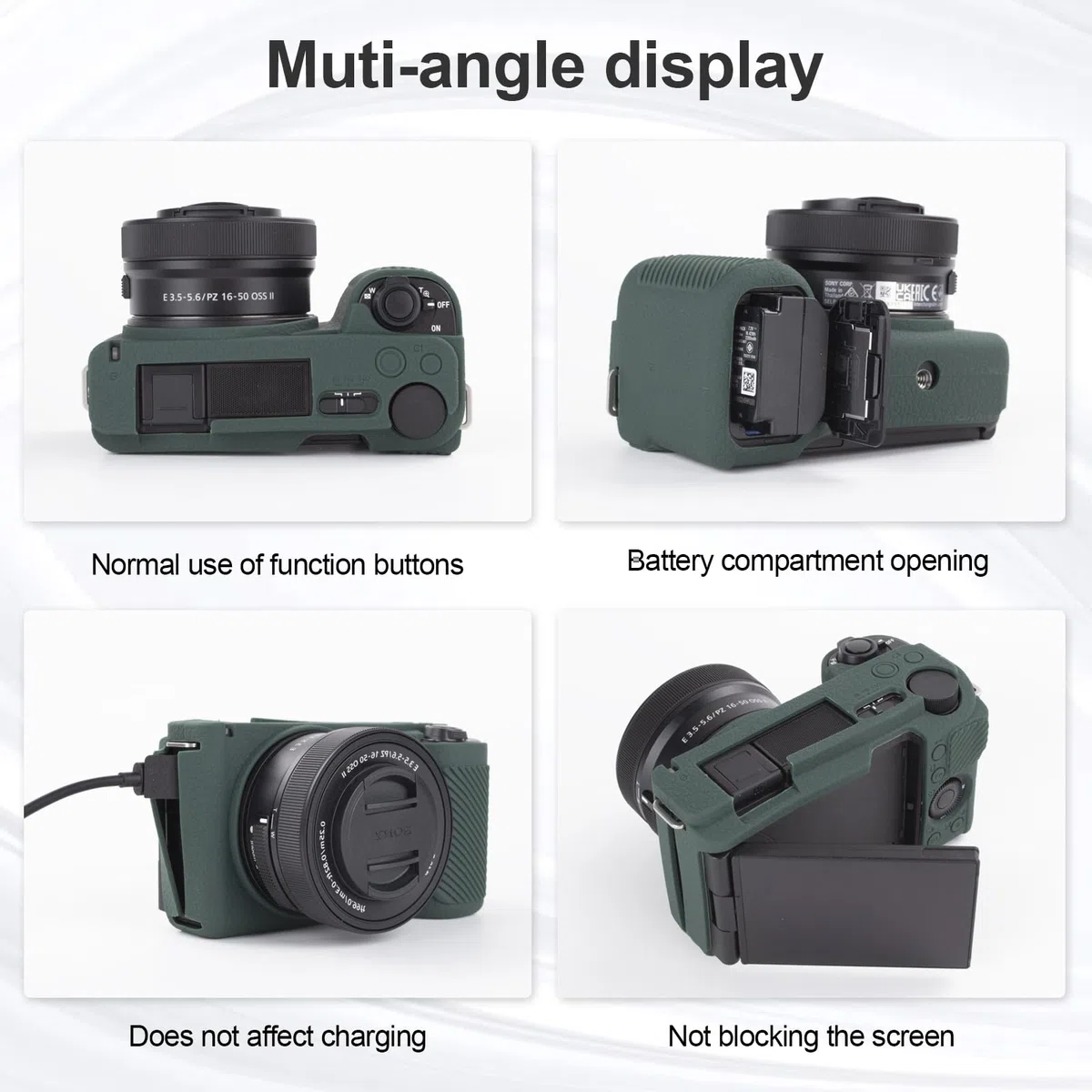 Rieibi Custodia protettiva in silicone per fotocamera Sony Alpha ZV-E10 II con 2 pellicole protettive per lo schermo, custodia leggera ZV-E10II per fotocamera Sony ZV-E10 II
