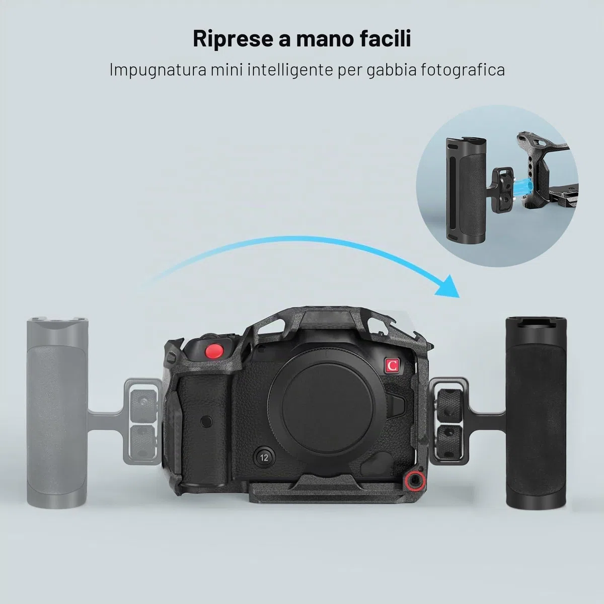 Maniglia sinistra destra regolabile maniglia maniglia maniglia laterale Mini con interfaccia scarpa Fredda e supporto a vite 1/4 "-20 per Gabbia fotocamera digitale