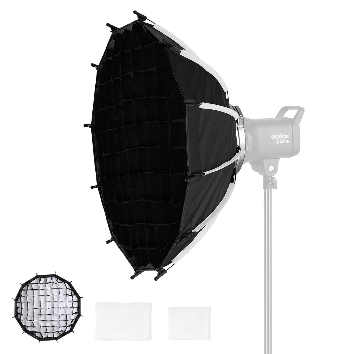 Soonpho 45cm/17.7inch Softbox Parabolico Grandangolare a Sgancio Rapido, Softbox grandangolare d'argento da studio fotografico per MonoLight e Flash con attacco Bowens per GODOX per Neewer per Aputure