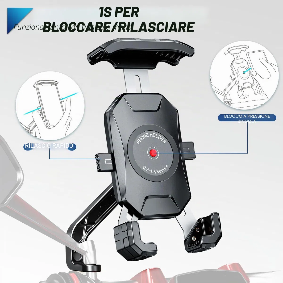 Porta Cellulare Moto, 360 Gradi Rotabile Porta Telefono Moto Antivibrazione Supporto Cellulare Scooter Specchietto Anti-shake Supporto Smartphone Scooter per Telefono da 4.0-7.0 Pollici (Nero)
