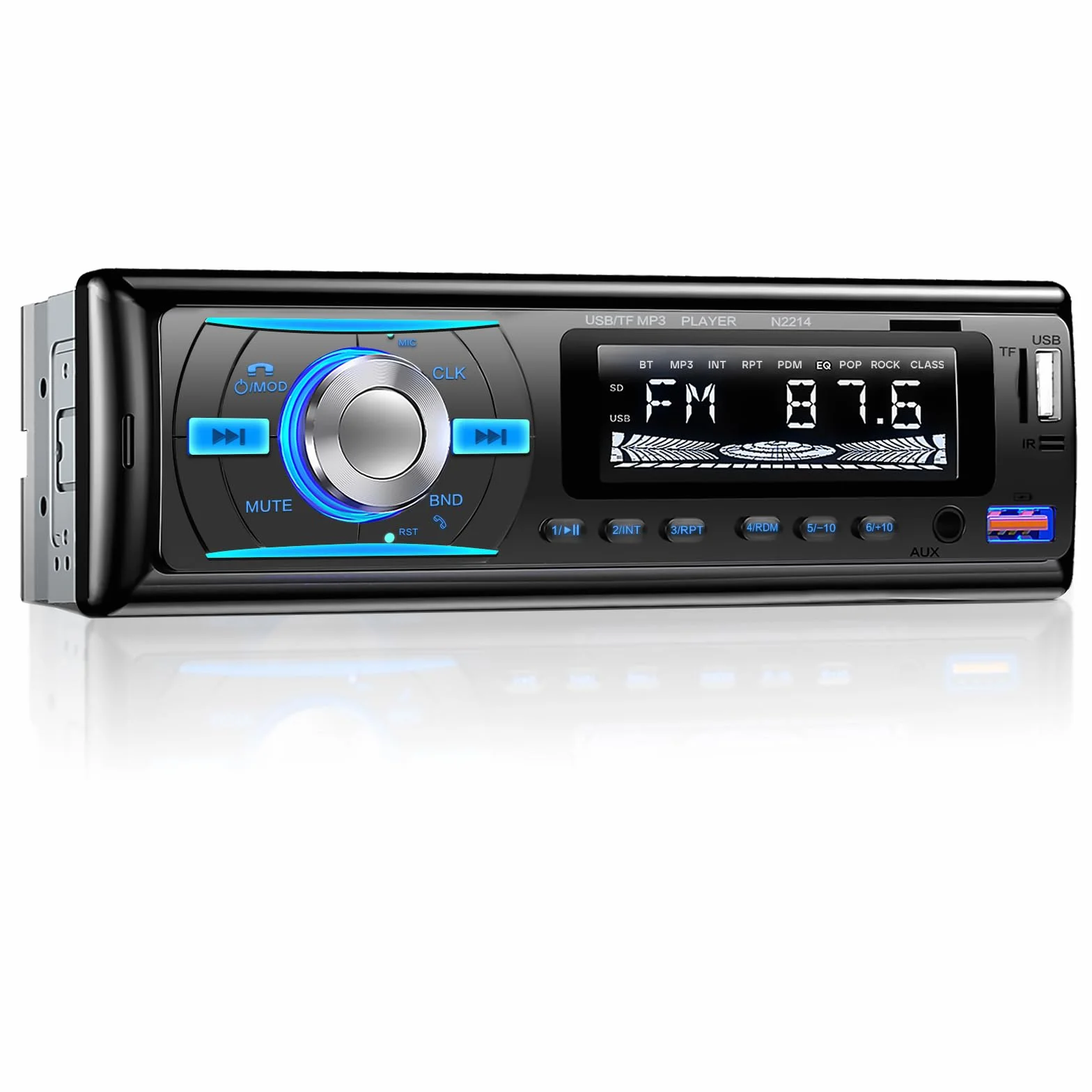 RDS Autoradio Bluetooth 5.0 con Vivavoce, Wistrue Stereo Auto Bluetooth con 2 USB/AUX/SD,Autoradio 1 DIN Supporta Lettore MP3/WMA/WAV, Compatibile con iOS e Android