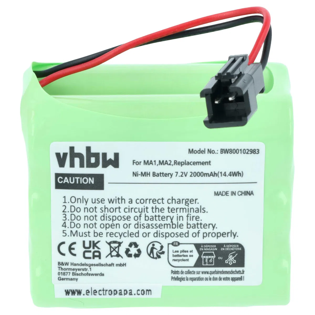 vhbw batteria compatibile con Tivoli Pal, iPal digital radio (2000mAh, 7,2V, NiMH)