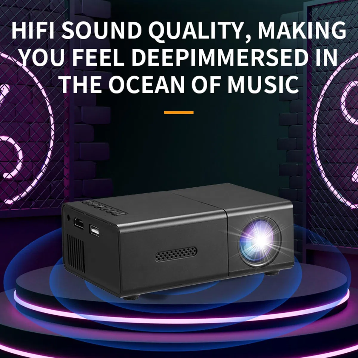 Proiettore Portatile 1080P, Display da 14-100 Pollici, Proiettore Cinematografico a LED Altoparlante Stereo Integrato, Mirroring Wireless WiFi, Miniproiettore Home Theater Regalo