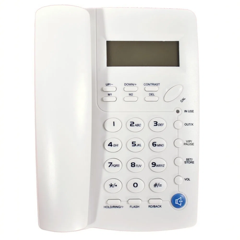 Ornin Y043 Telefono fisso con altoparlante, visualizzazione chiamate tramite LCD, Bianco