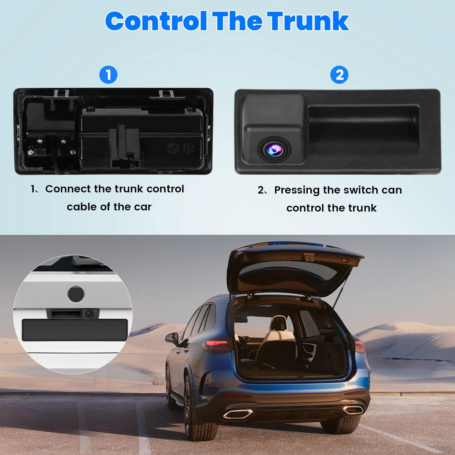 Hikity Retrocamera AHD 1080P per VW Touran Passat Touareg Tiguan Retrocamera Auto 170° Grandangolo Telecamera Posteriore per Auto con Cavo Video 6M + Cavo Alimentazione 1,5 M