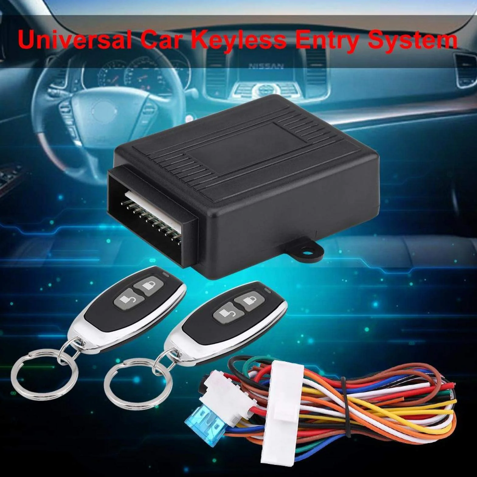 KIMISS Kit universale per di accesso senza chiave, Kit per telecomando con chiusura centralizzata per serratura universale per auto di accesso senza chiave