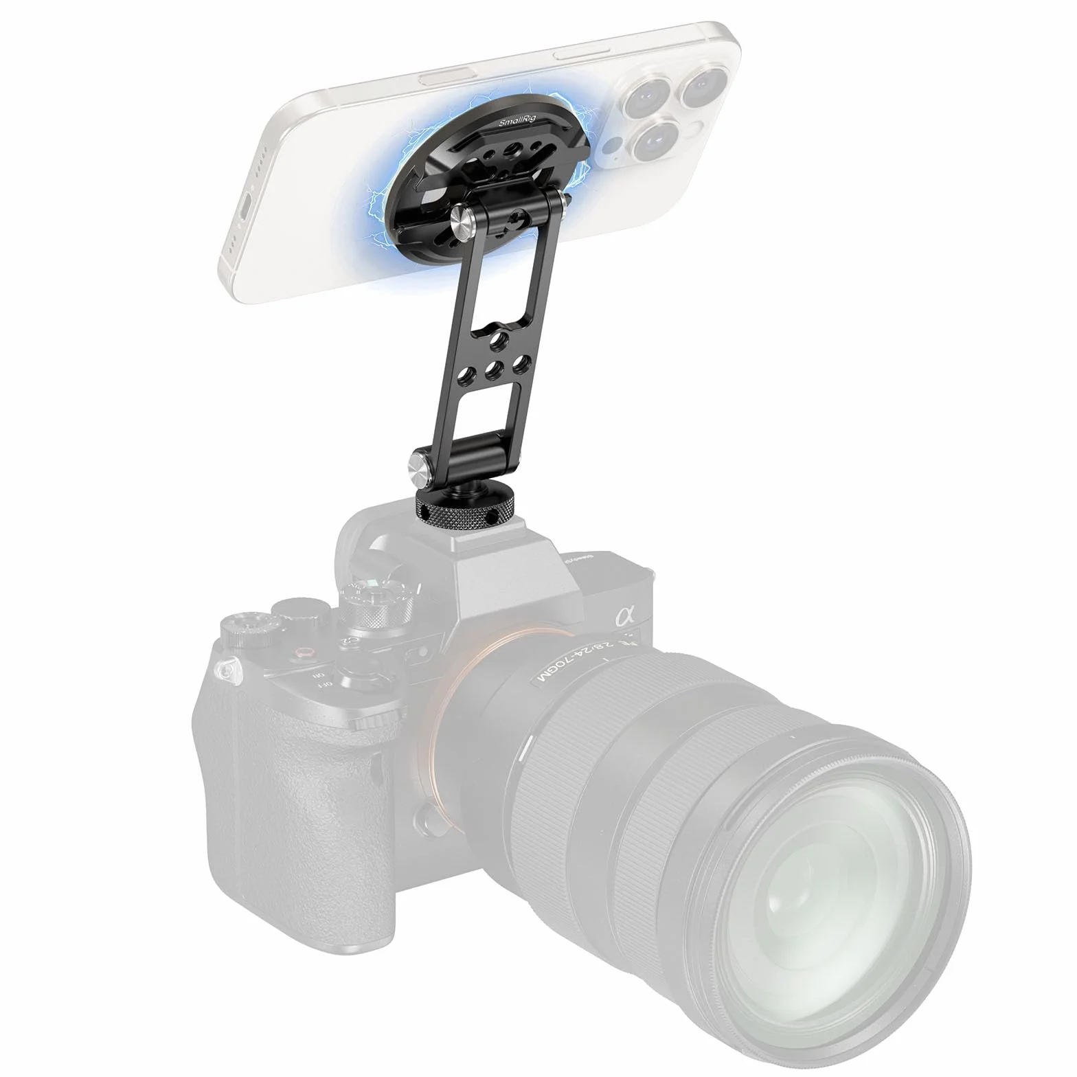 SMALLRIG Supporto magnetico in metallo con innesto per flash, per adattatore da treppiede magsafe, adattatore da treppiede regolabile e girevole per iPhone, monitoraggio della fotocamera, treppiedi