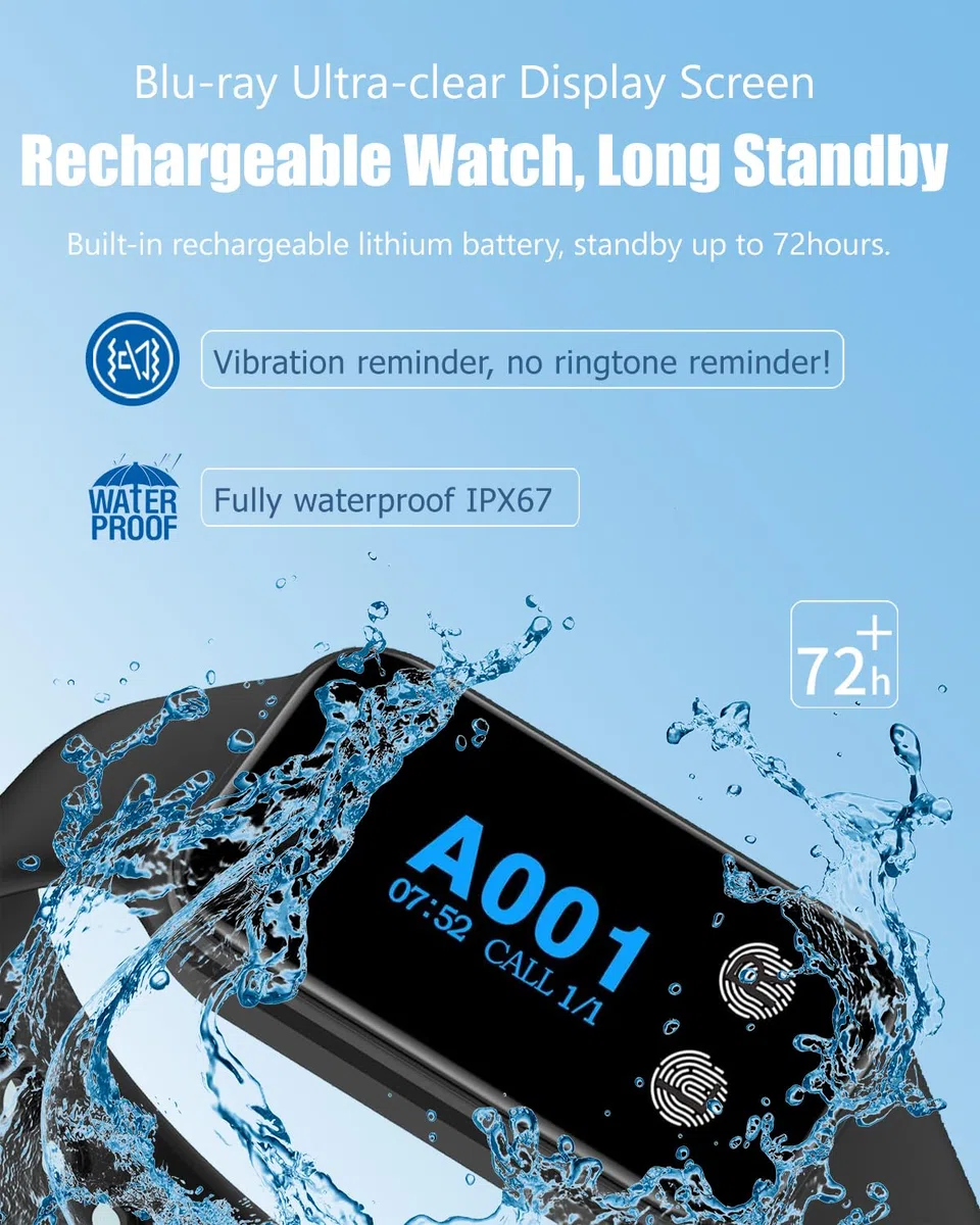 Sistema di chiamata wireless per camerieri per ristoranti e uffici, ricevitore wireless da polso con 1 cercapersone da orologio impermeabile e 2 pulsanti di chiamata (200VT+M2)