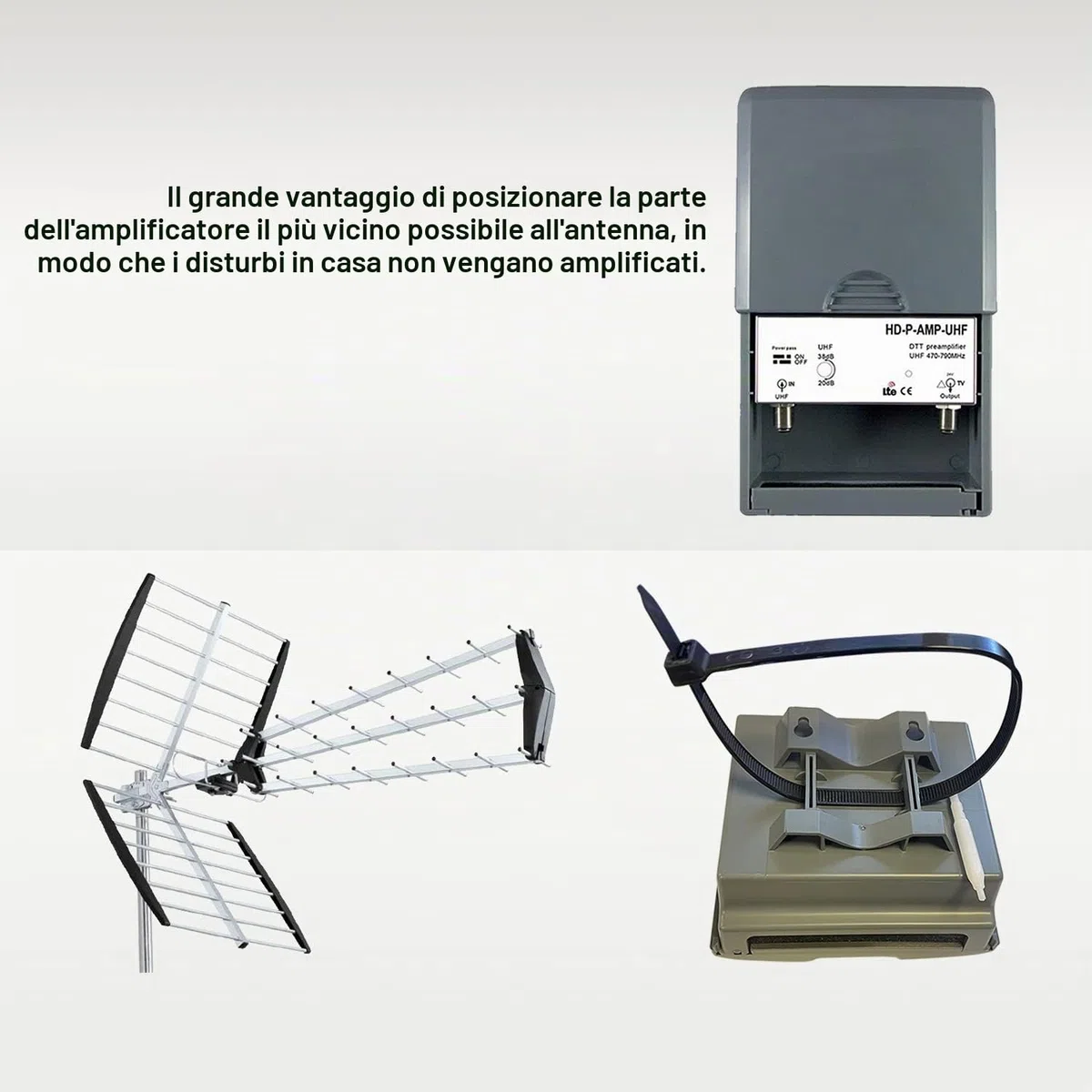 LEYF Preamplificatore TV/Guadagno regolabile 15-38dB/Amplificatore Antenna TV/Ampli per TNT HD Segnale UHF 470-790MHz