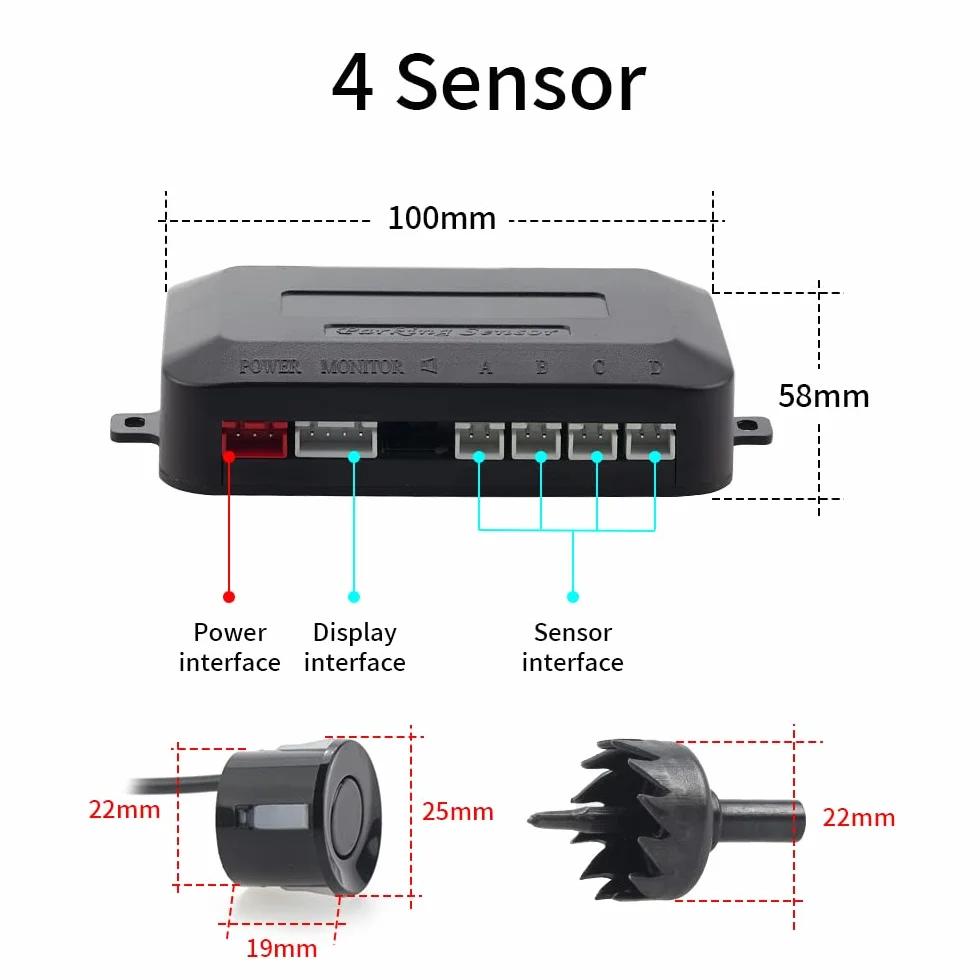 Supporto per Parcheggio Senza Fili, Supporto per la Retromarcia con 4 Sensori di Parcheggio PDC Posteriori, Kit di Rilevamento Della Distanza con Display LED Senza Fili per Auto, SUV, Furgoni, Camper