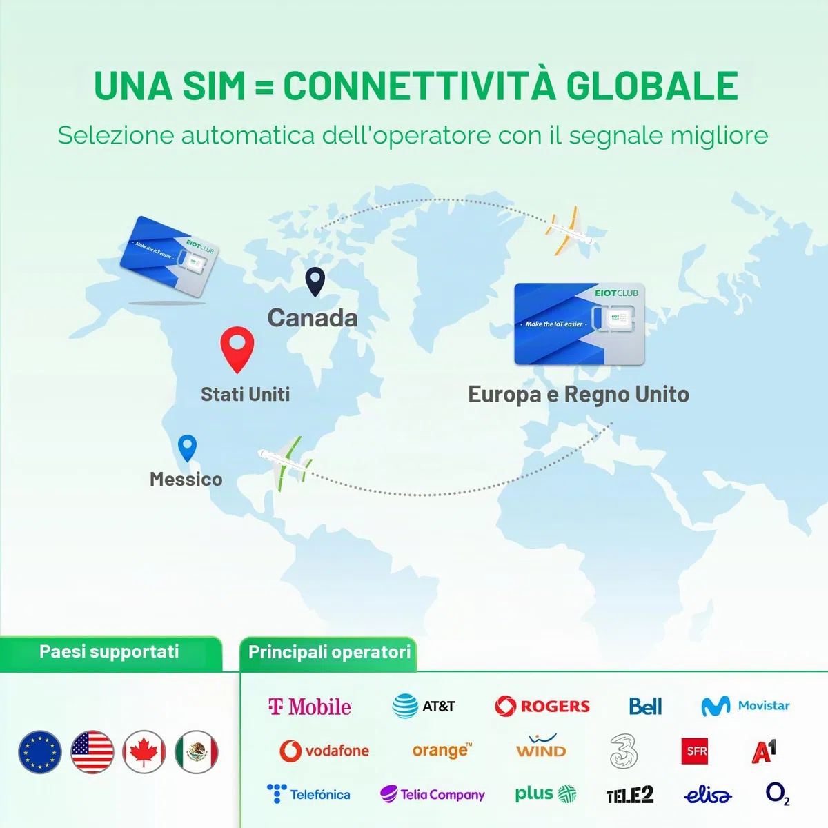 EIOTCLUB Carta SIM Prepagata per Viaggi, Carta SIM Internazionale Supporta l'uso in Stati Uniti, Canada e Messico, Solo Dati, Velocità 5G, Ricaricabile, Perfetto per Telefoni, Router e Tablet
