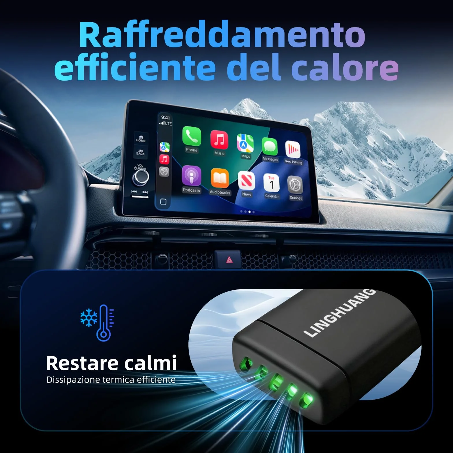 LINGHUANG Adattatore Carplay Wireless & Mini Adattatore Android Auto Wireless, Converte il Cavo in un Senza Fili, Plug & Play, Connessione Veloce e Stabile, Compatibile con iOS 10+ & Android 11+
