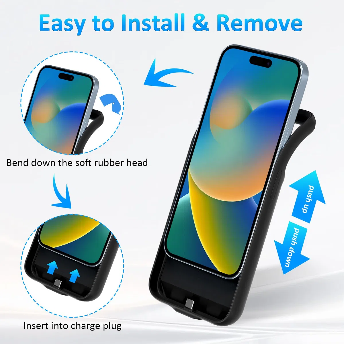 Custodia con Batteria per iPhone 16 da 8500mAh, Custodia di Ricarica Ricaricabile Sottile, Cover Protettiva Portatile con Batteria per iPhone 16 (6,1 pollici), nera