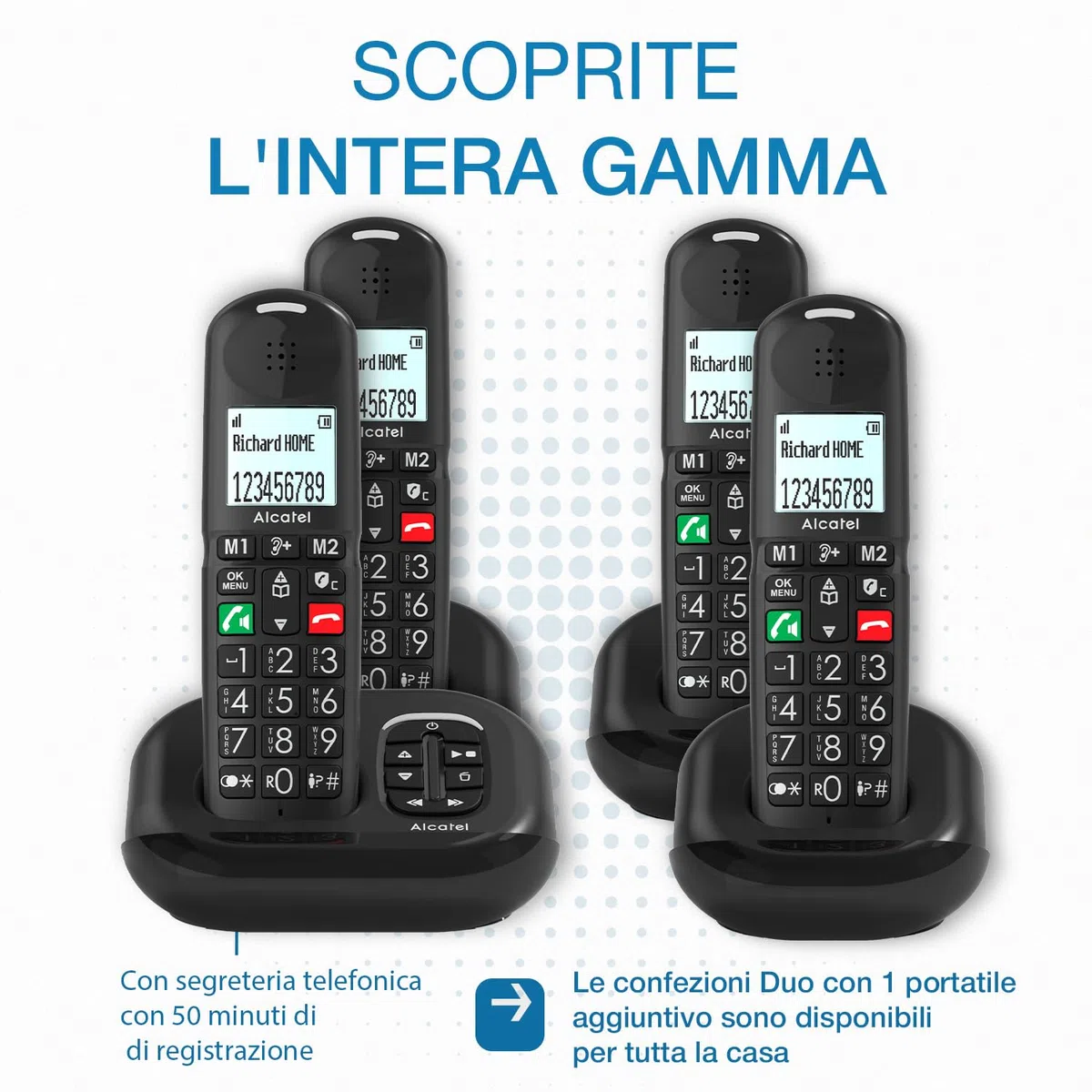 ALCATEL XL685 - Telefono fisso cordless DECT Senior Formato XL - Display grafico ad alta leggibilità - Tasti grandi - Boost Audio - Vivavoce - Blocco chiamate - Nero