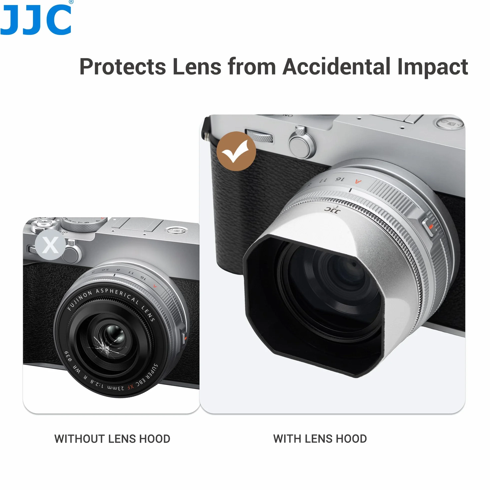 JJC Paraluce e anello adattatore magnetico compatibile con Fujifilm X-E5 + XF 23 mm F2.8 R WR, XF 27 mm F2.8 R WR, XF27 mm F/2.8, adatto per filtro da 39 mm e copriobiettivo, sostituisce parasole