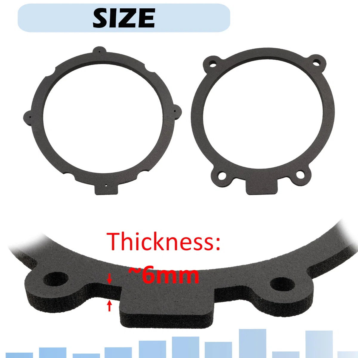 Aerzetix - Kit di 2 adattatori/supporti per altoparlanti Ø130mm per porte anteriori | compatibile con Mercedes Sprinter W906, Vito W639, VW Crafter I