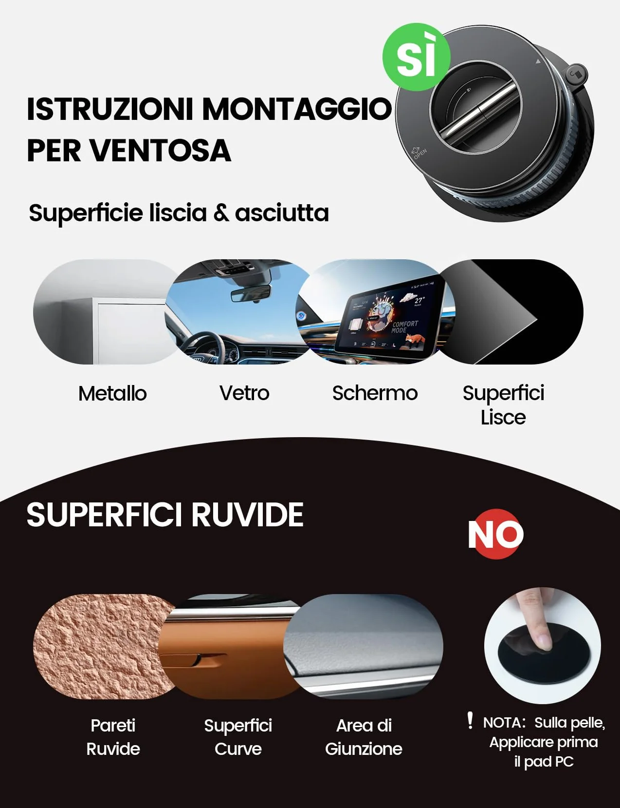 Lamicall Supporto Telefono Auto MagSafe 360° Rotazione Ventosa Sottovuoto Cruscotto Parabrezza Magnetico iPhone 17 16 15 14