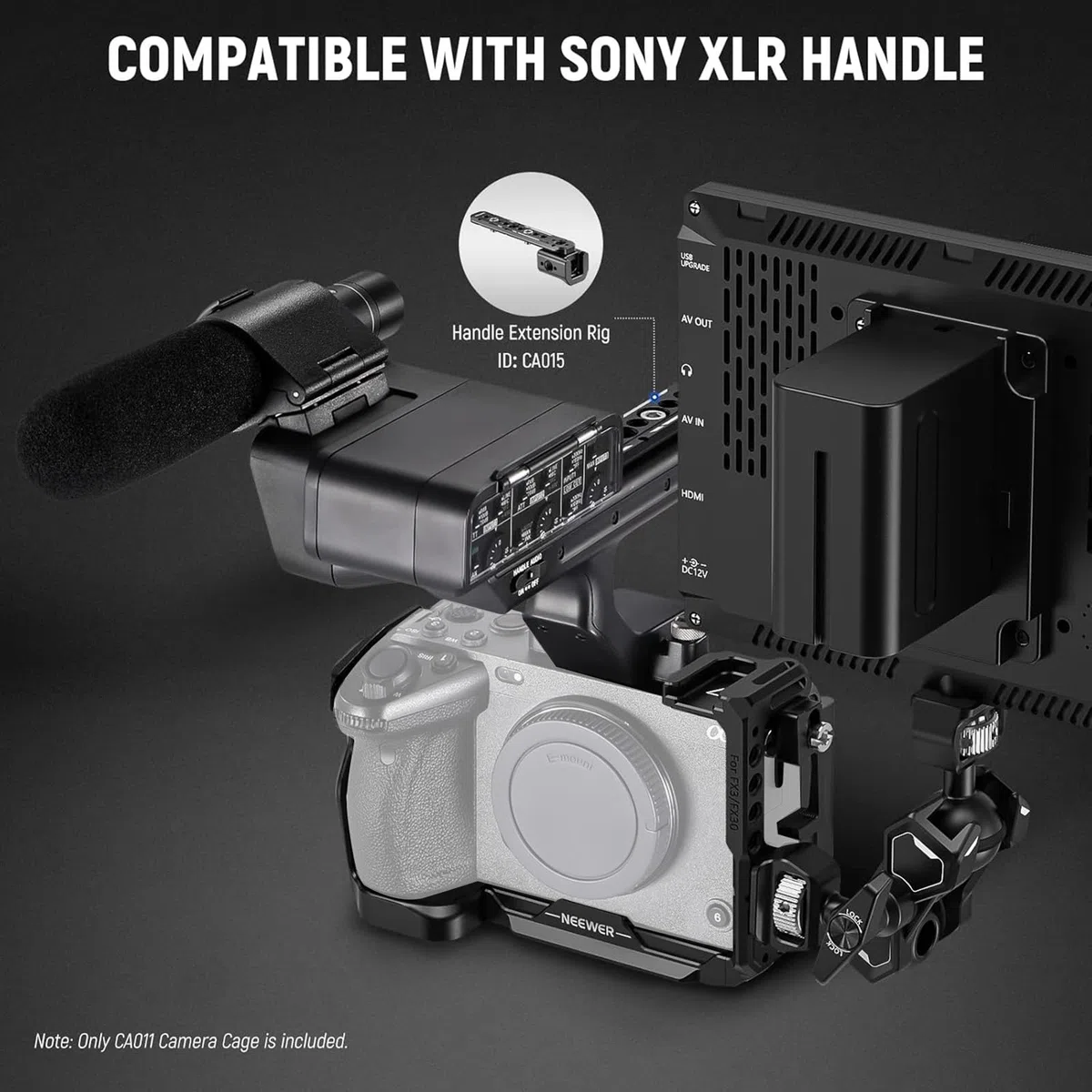 NEEWER FX3/FX30 Cage Gabbia per Fotocamera con Morsetto per Cavo HDMI, Guida NATO, Fori ARRI da 3/8", Filettatura 1/4" Compatibile con Sony FX3 FX30 Maniglia XLR Originale, Compatibile con DJI RS2 RS3