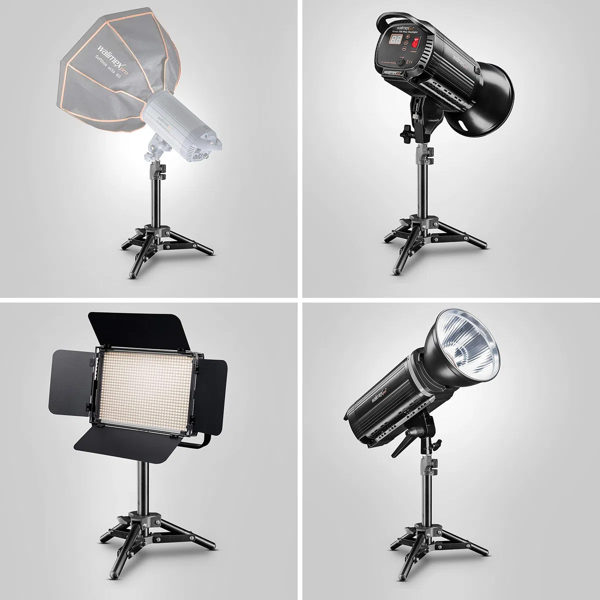 Walimex pro stativo per lampada 40 cm - Mini stativo compatto e leggero, stativo per luce, altezza massima 42 cm, capacità di carico 2,5 kg, alluminio, peso solo 335 g