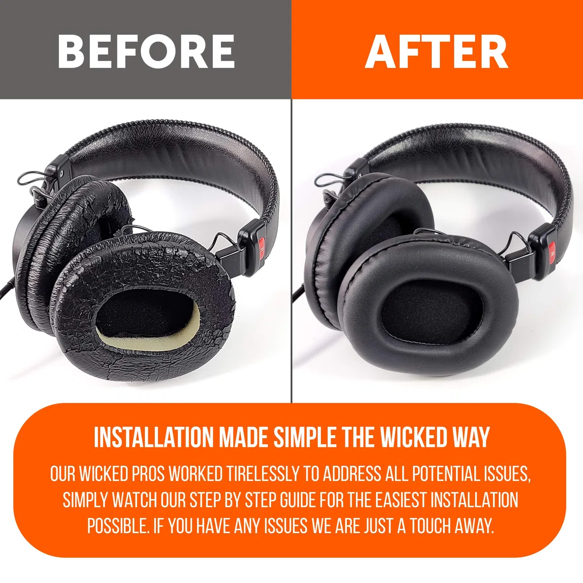 Cuscinetti sostitutivi WC Wicked Cushions per Sony MDR 7506 | Pelle morbida, lussuosa schiuma di memoria, durata ineguagliabile | Compatibile con MDR 7506 / MDR V6 / MDR CD900ST (nero)