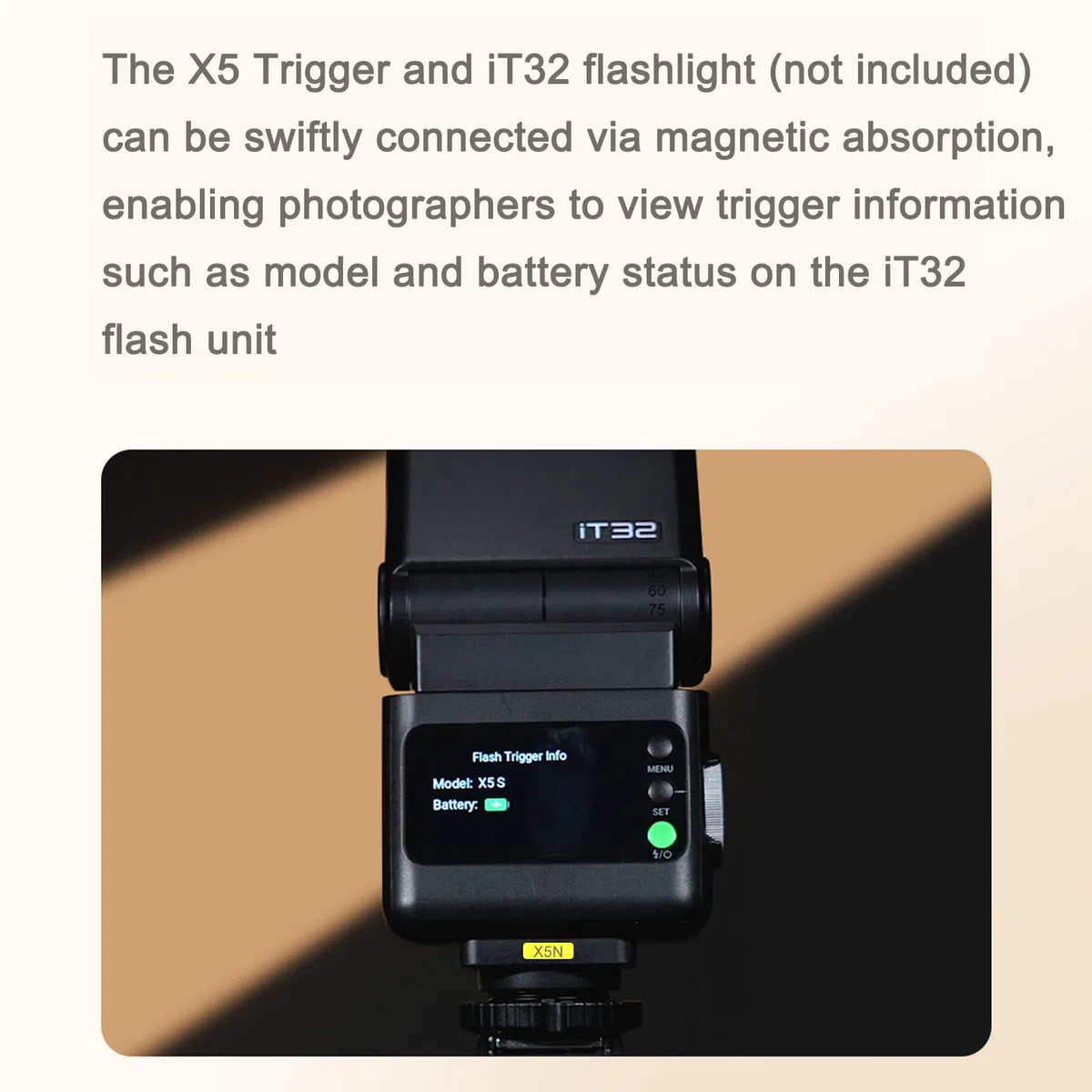 Godox X5N - Trigger per flash radio HSS TTL Flash Trigger per fotocamere Nikon, flash magnetico compatibile con flash per fotocamera Godox iT32