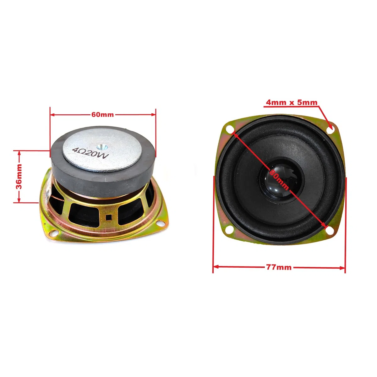 Gikfun 3 pollici 4Ohm 20W Full Range Audio Speaker Stereo Woofer Altoparlante per Arduino Sostituzione FAI DA TE (confezione da 2 pezzi) EK2173