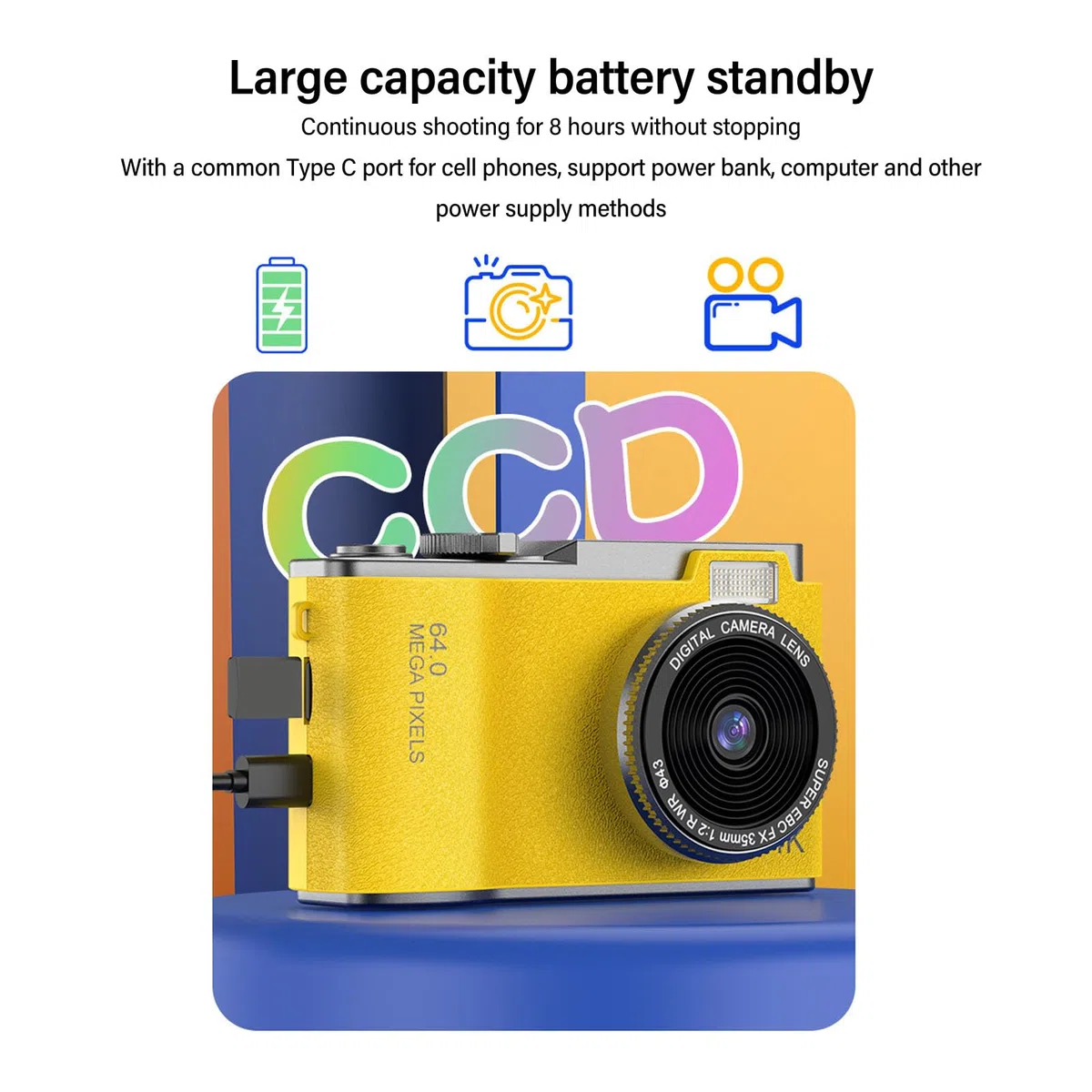 Fotocamera Digitale retrò 1080P, Fotocamera Digitale Inquadra e Scatta da 48 MP Vintage, Fotocamera per Vlogging FHD Fotocamera Selfie - Schermo HD da 2,4 Pollici, Zoom Digitale