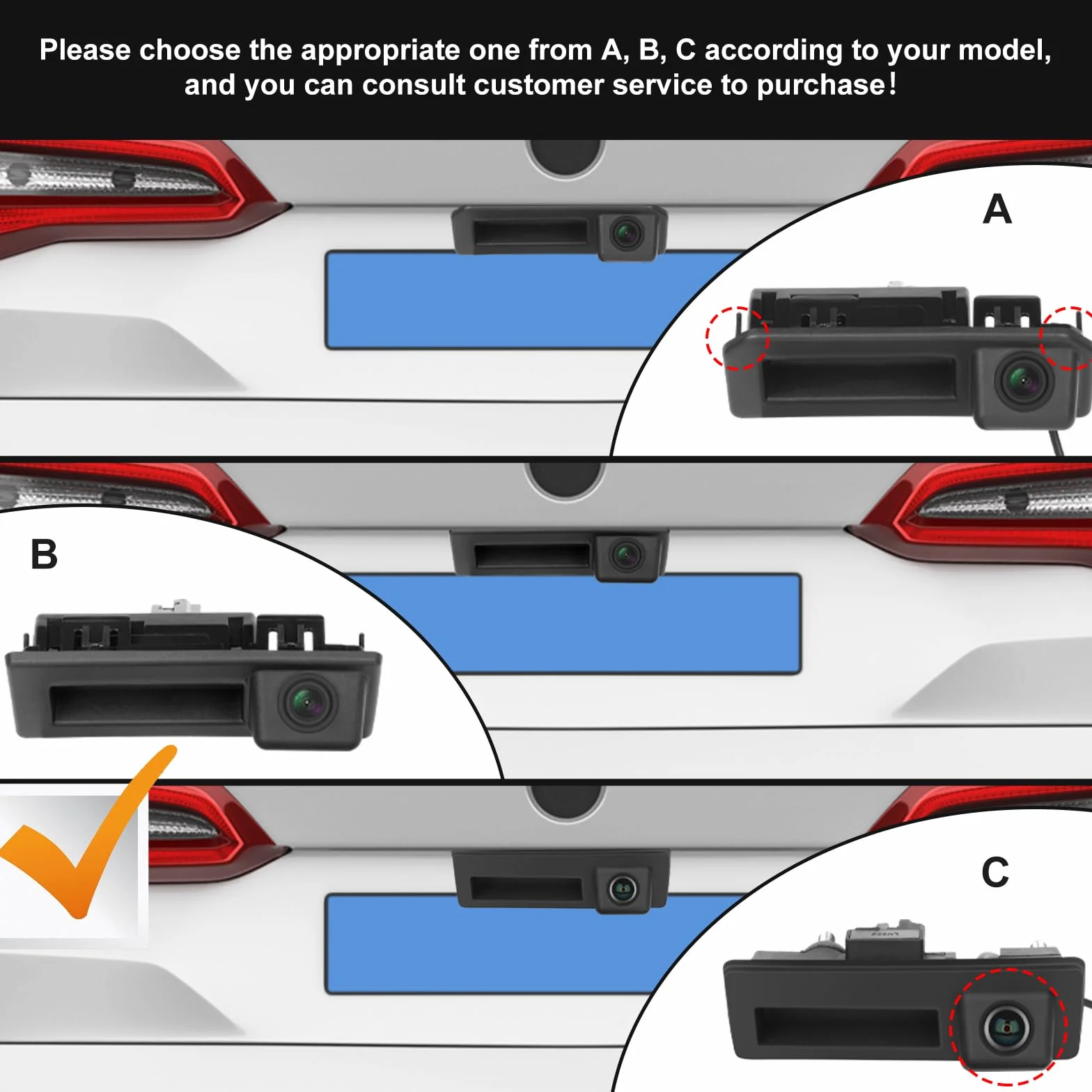Hodozzy 170 Gradi Telecamera Retromarcia per VW/Audi, AHD&CVBS IP67 Impermeabile Visione Notturna Auto Tronco Maniglia Telecamera Posteriore per Auto per Tiguan Passat Sagitar per Audi A6L A5 A4L Q7