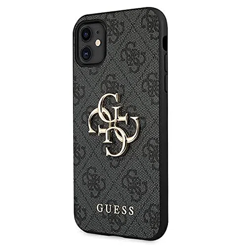 GUESS GUHCN614GMGGR - Cover per iPhone 11 6,1", colore: Grigio 4G, logo Big Metal