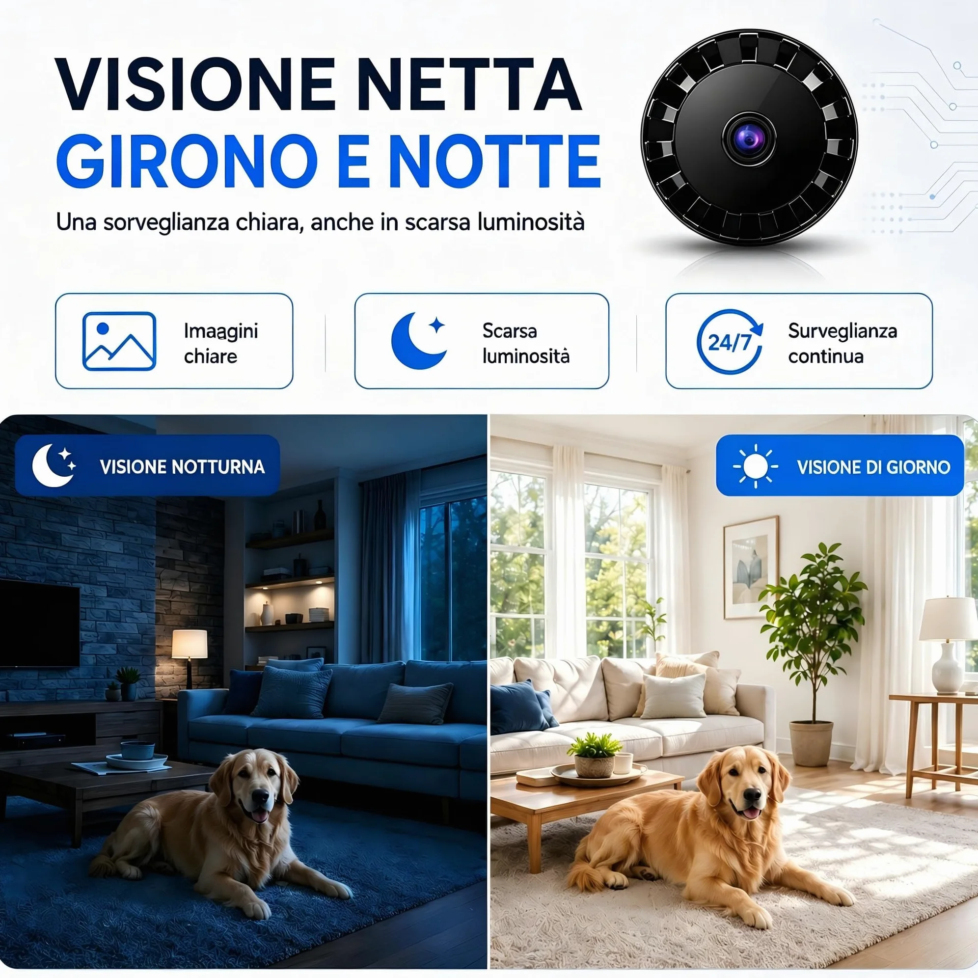 2026 Mini Telecamera Spia WiFi Interno/Esterno, 1080P Videocamera Sorveglianza, Visione Notturna, Rilevamento di Movimento, Controllo Remoto Con App per Casa/Bambini L/X 2