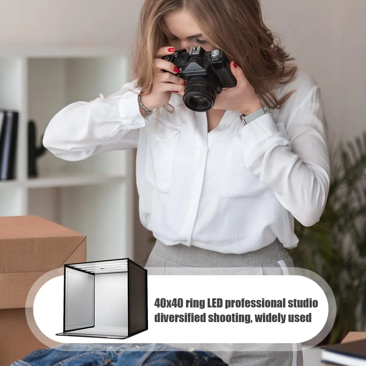 Scatola Luminosa Fotografica – Studio Fotografico Pieghevole, Tenda Con Illuminazione A LED, Oggetti Di Scena 44x44 Cm Con Funzione Di Illuminazione Soffusa | Gioielli Per Il Trucco Artigian