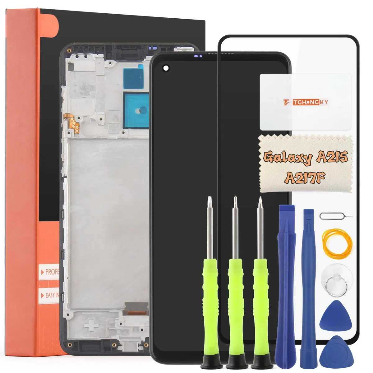 LCD Schermo per Samsung Galaxy A21S Display Touchscreen di Sostituzione del Display per Samsung A21S A217 LCD con Strumenti di Riparazione(Nero con Cornice)
