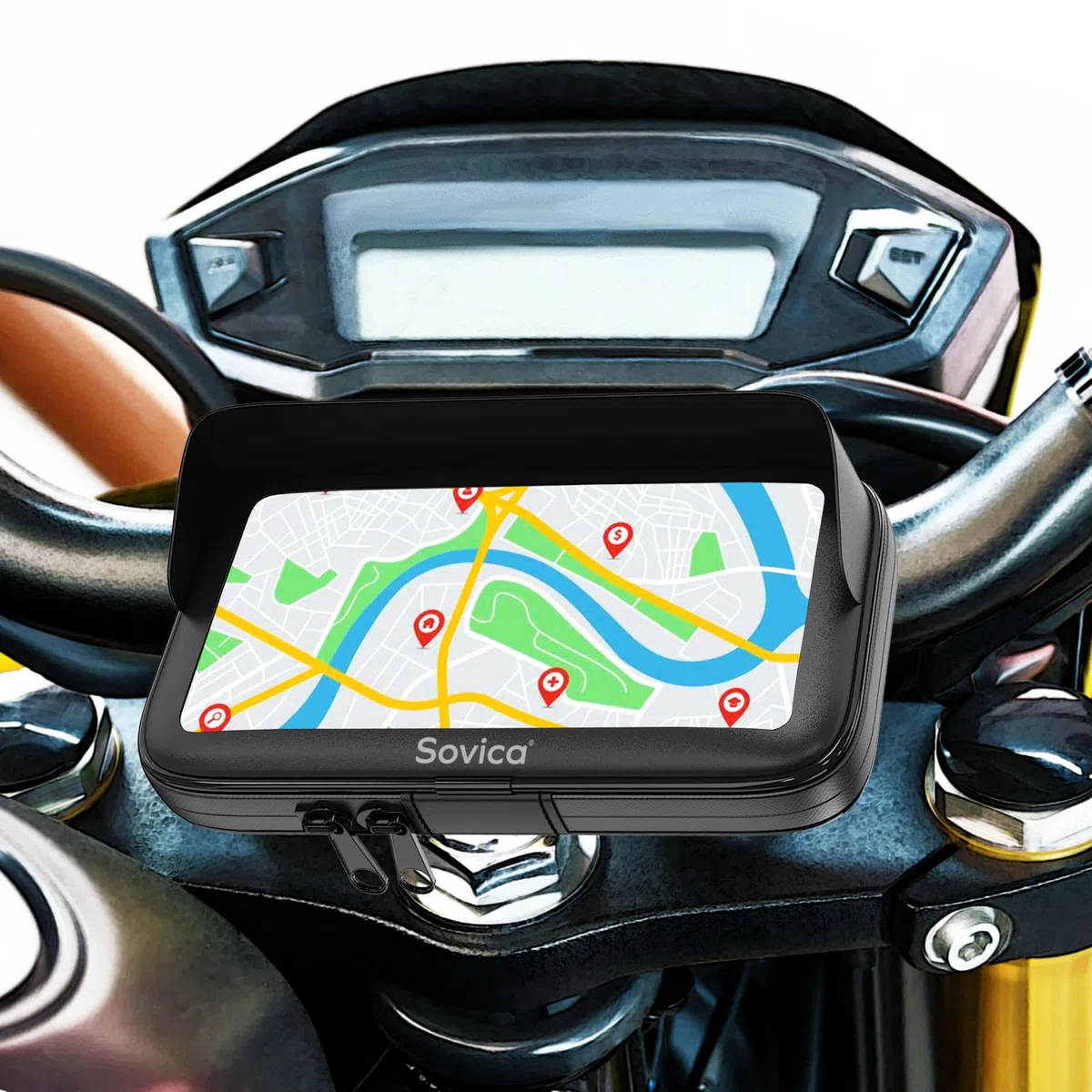 Porta cellulare moto impermeabile con visiera antiriflesso – Protegge lo smartphone da pioggia e vibrazioni – Ideale per viaggi lunghi e tragitti quotidiani – Compatibile con telefoni fino a 7.5"