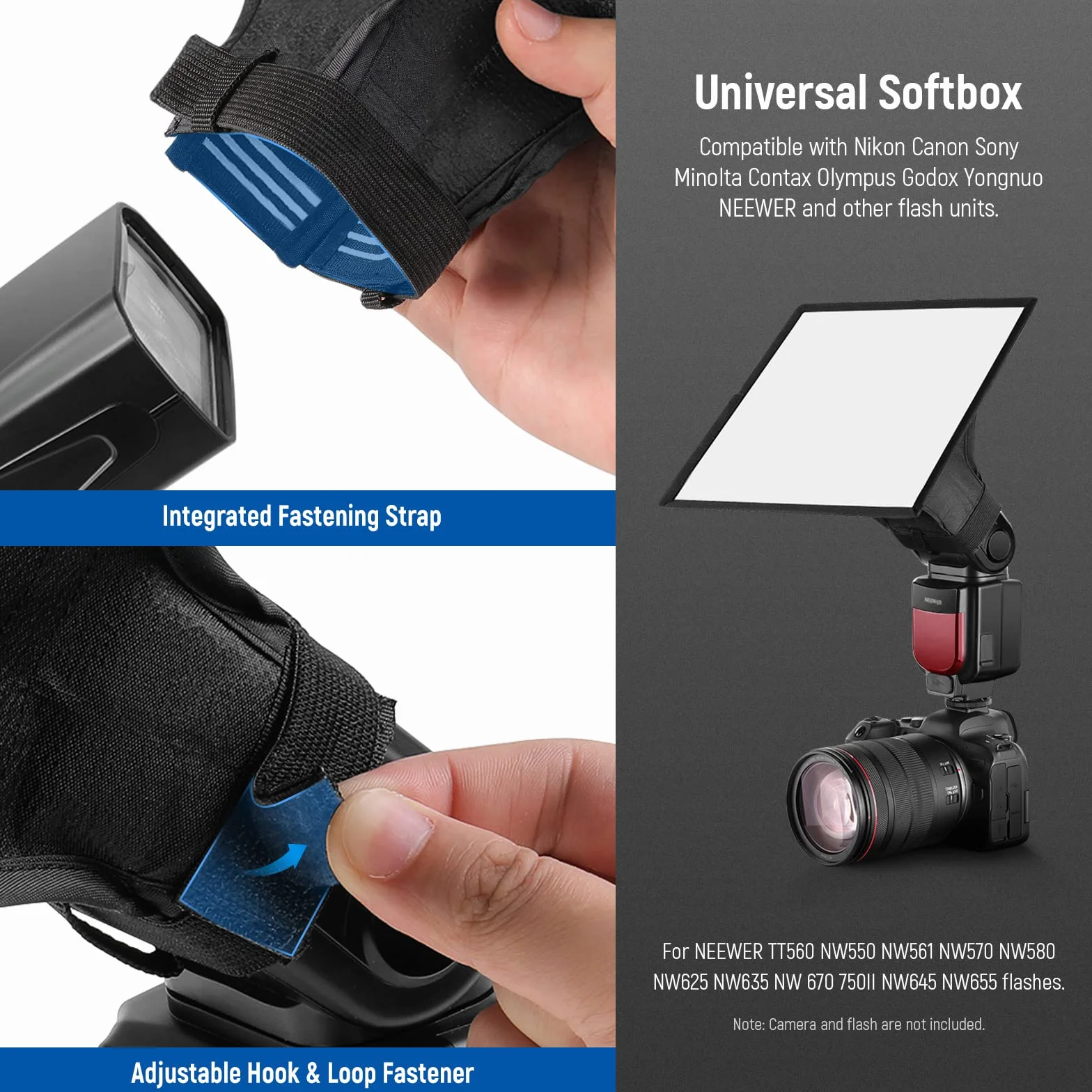 NEEWER Flash Diffuser Light Softbox 9" x 7", universale, pieghevole con custodia, compatibile con Canon Nikon Sony Godox Yongnuo NEEWER speedlight
