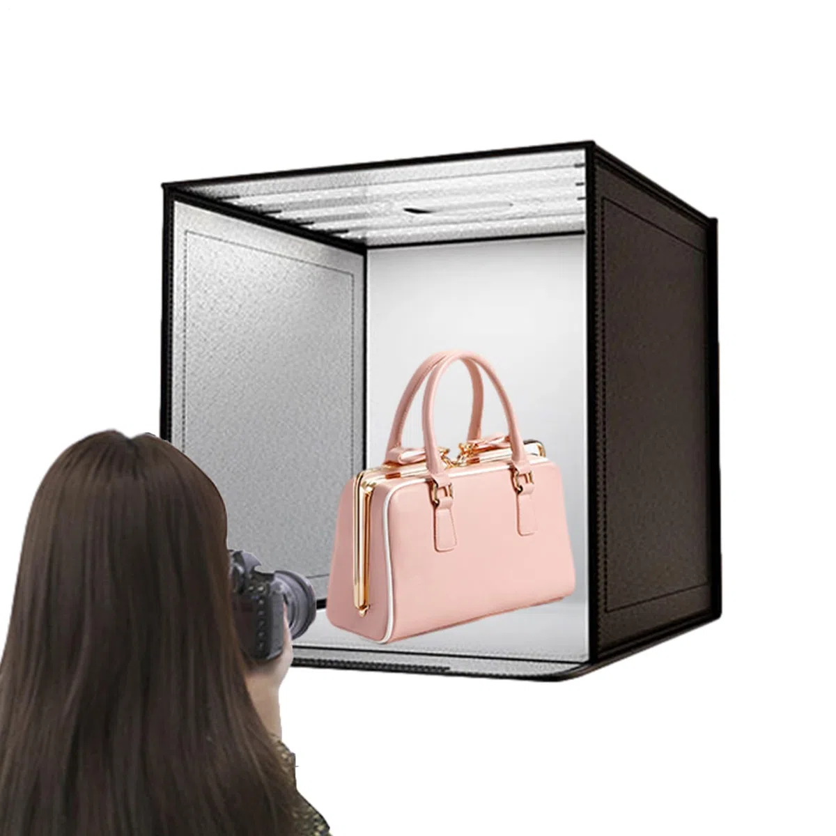 Scatola luminosa portatile per studio fotografico - pieghevole con luci a LED integrate | Kit fotomatone per fotografia di prodotto, anelli, trucco, animali domestici, artigianato e modelli | Te