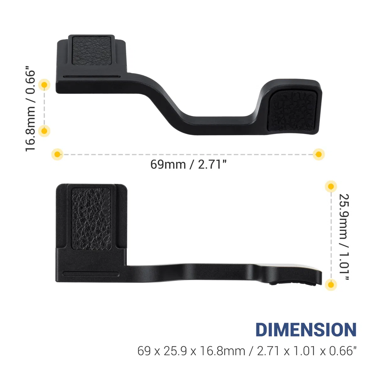 JJC XT50 Impugnatura Pollici Metallo per Fotocamera Fuji X-T50 Migliore Equilibrio & Grip Comodità, Hot Shoe Mount Pollice Supporto Migliorato Maniglia, Nero