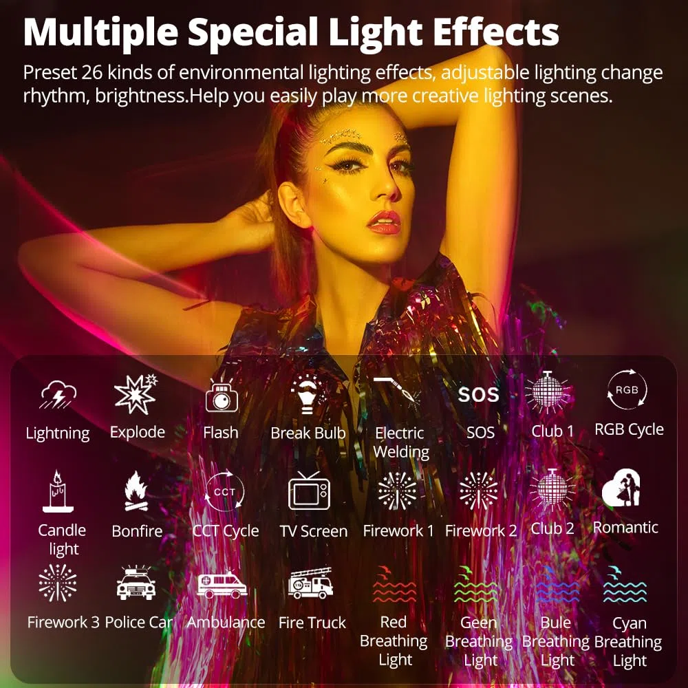 AMBITFUL A2PRO A2 PRO - Luce tubolare RGB, CRI 95 TLCI 97, colore preciso, 2500 K-8500 K, regolabile in modalità RGB CCT HSI, effetto luce 26 Fx, supporto APP Control (A2PRO)